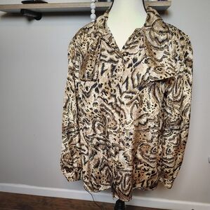 Vintage Leemar Leopard Print Blouse Size 14